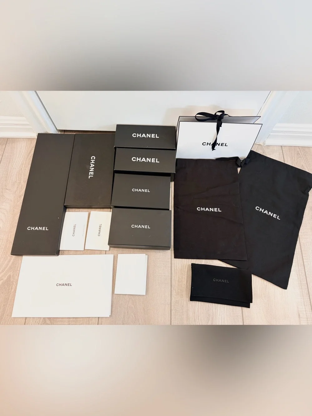 Authentic CHANEL 14 PIECES Bundle: 6 Boxes + 3 Dust Bags & 1 Small Gift Bag
